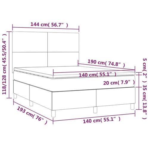Kontinentalseng med madras 140x190 cm kunstlæder hvid