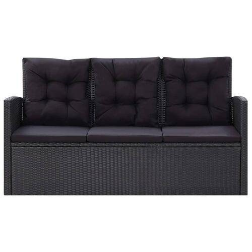 Loungesæt til haven 6 dele med hynder polyrattan sort