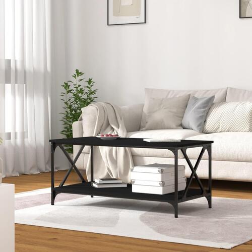 Sofabord 100x50x45 cm konstrueret træ og jern sort