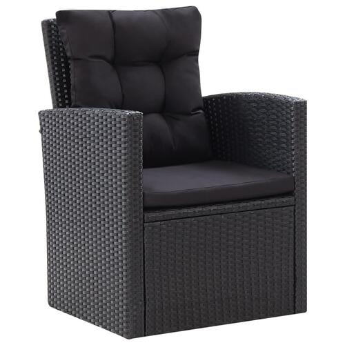 Loungesæt til haven 6 dele med hynder polyrattan sort