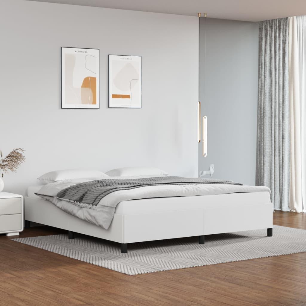 Sengeramme 160x200 cm kunstlæder hvid billede