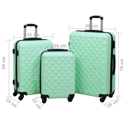 Kuffert sæt 3 stk. hardcase ABS mintgrøn