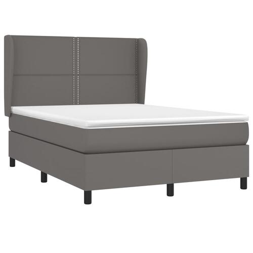 Kontinentalseng med madras 140x190 cm kunstlæder grå