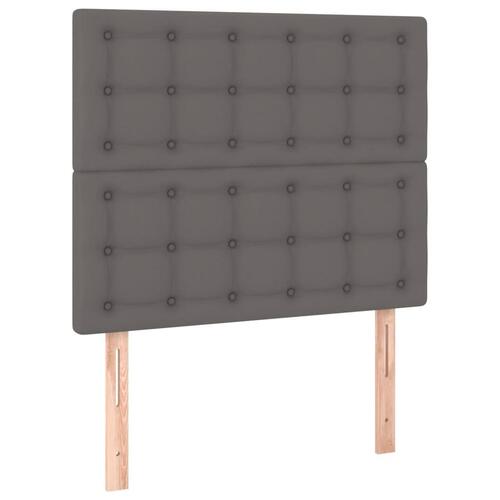 Kontinentalseng med madras 90x200 cm kunstlæder grå