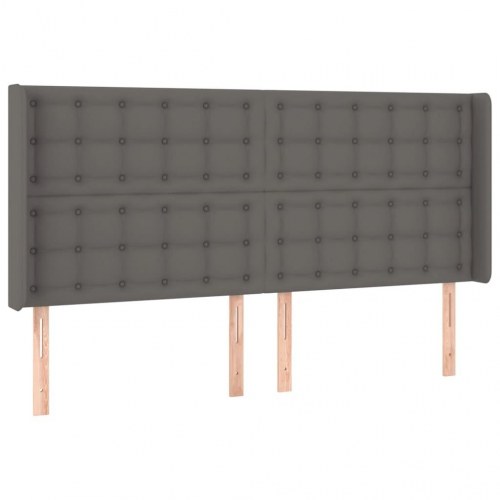 Kontinentalseng med LED-lys 180x200 cm - kunstlæder, grå