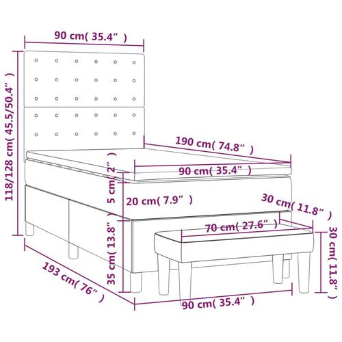 Kontinentalseng med madras 90x190 cm kunstlæder sort