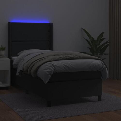 Kontinentalseng med LED-lys 100x200 cm kunstlæder sort