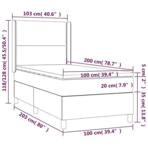 Kontinentalseng med LED-lys 100x200 cm kunstlæder sort