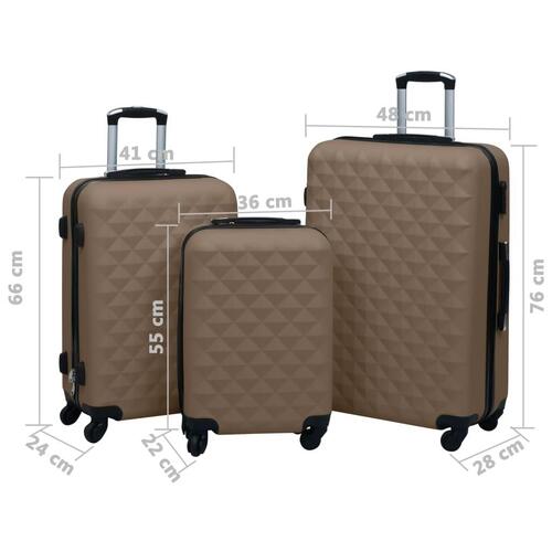 Kuffert sæt 3 stk. hardcase ABS brun