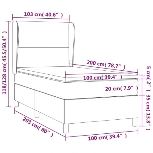 Kontinentalseng med LED-lys 100 x 200 cm - kunstlæder, sort