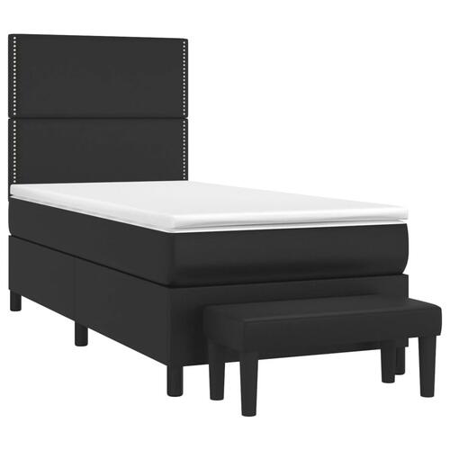Kontinentalseng med madras 90x190 cm kunstlæder sort
