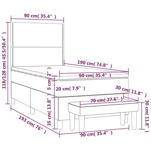 Kontinentalseng med madras 90x190 cm kunstlæder sort