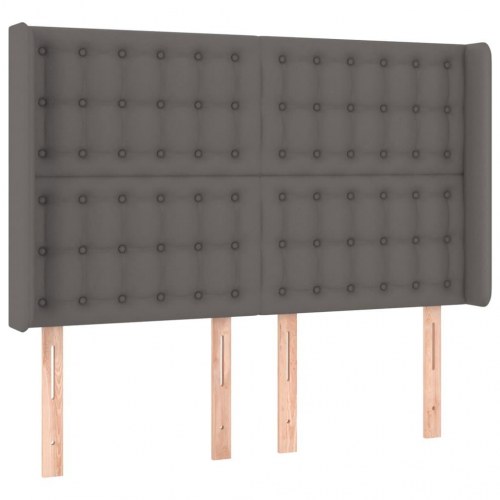 Kontinentalseng med LED-lys 140 x 190 cm - kunstlæder, grå