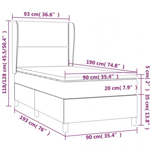Kontinentalseng med madras 90x190 cm - kunstlæder, sort
