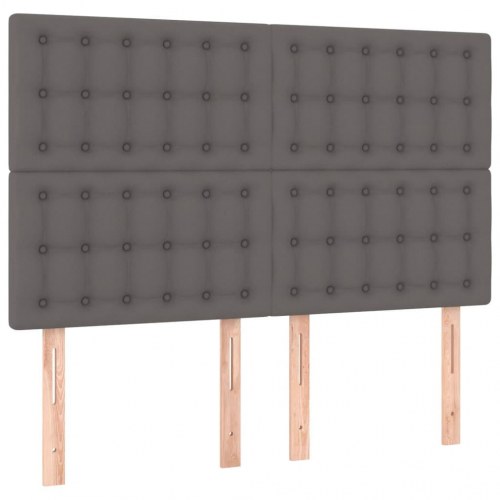 Kontinentalseng med madras 140x190 cm - kunstlæder, grå