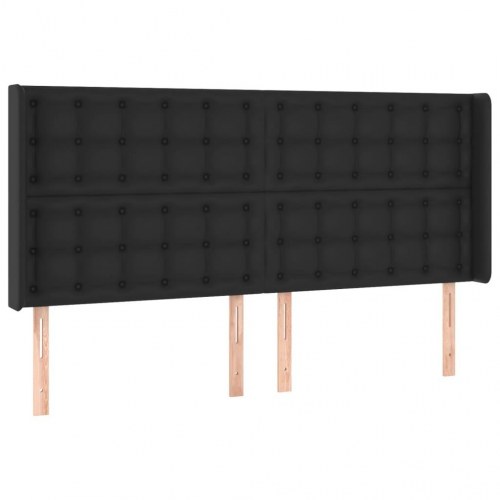 Kontinentalseng med LED-lys 180x200 cm i sort kunstlæder