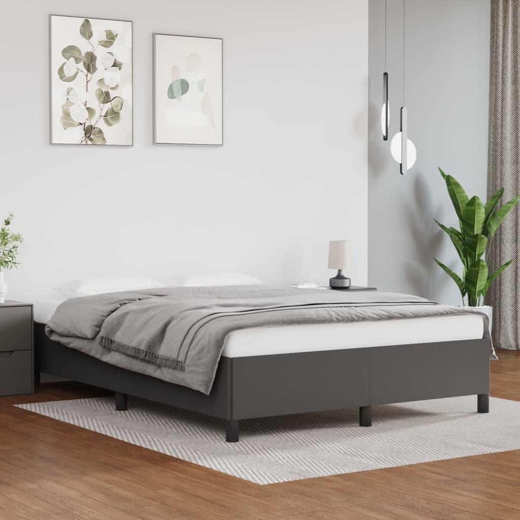 Sengeramme 140x190 cm kunstlæder grå billede
