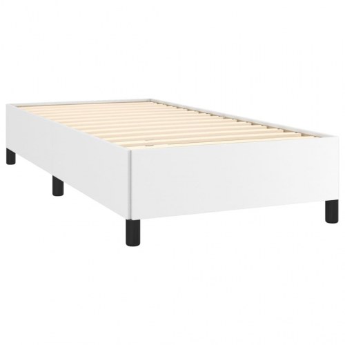 Sengeramme 80×200 cm i hvidt kunstlæder - enkeltmandsseng