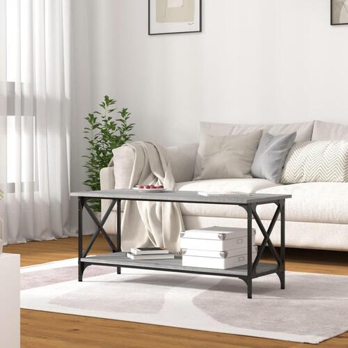 Sofabord 100x45x45 cm konstrueret træ og jern grå sonoma-eg