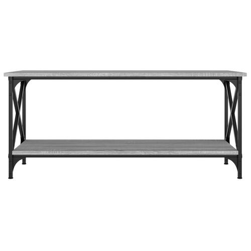 Sofabord 100x45x45 cm konstrueret træ og jern grå sonoma-eg