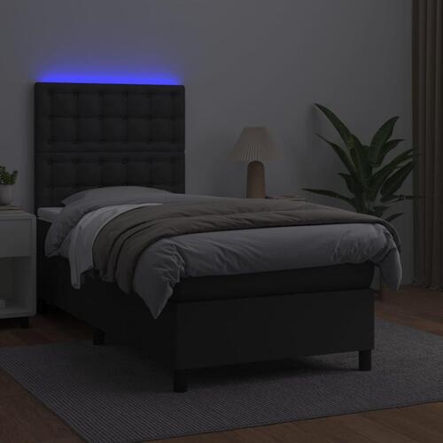 Kontinentalseng med LED-lys 100x200 cm kunstlæder sort