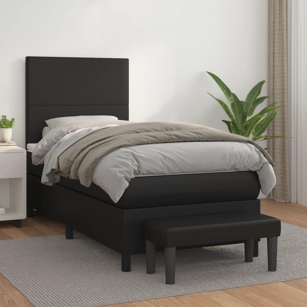 Kontinentalseng med madras 90x190 cm kunstlæder sort