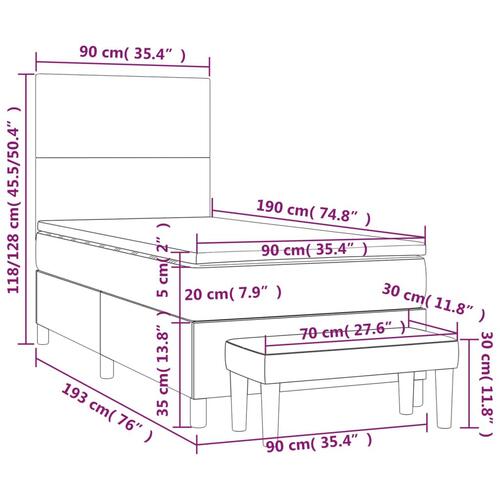 Kontinentalseng med madras 90x190 cm kunstlæder sort