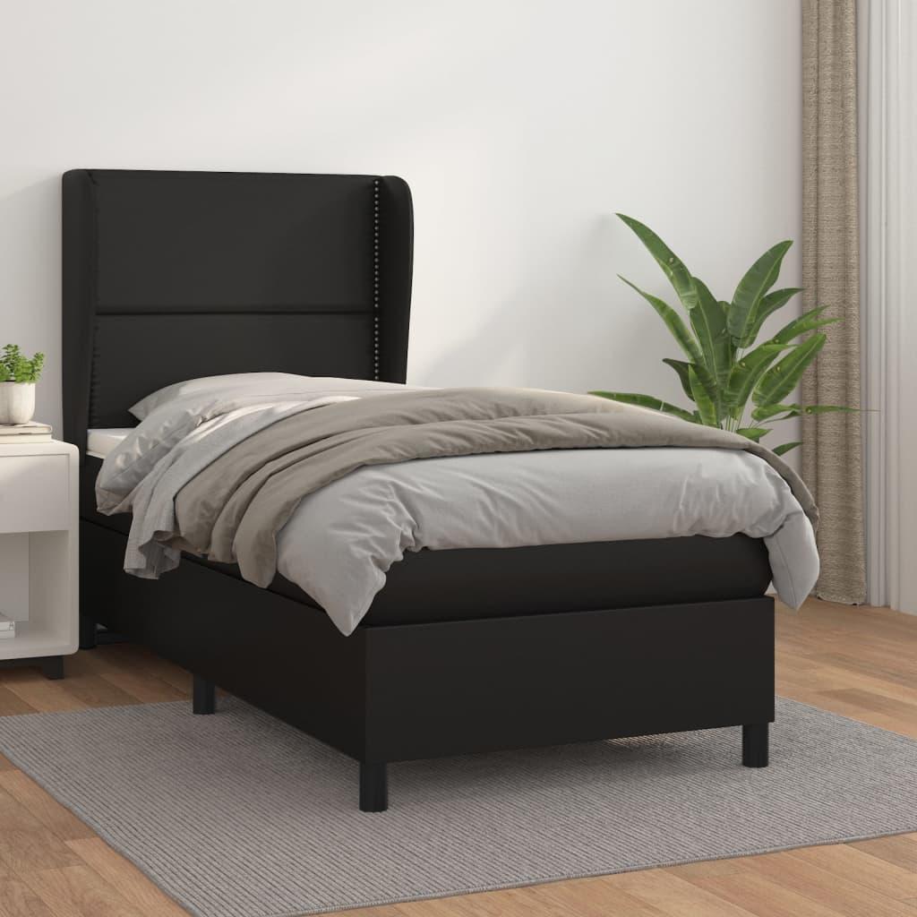 Kontinentalseng med madras 80x200 cm kunstlæder sort