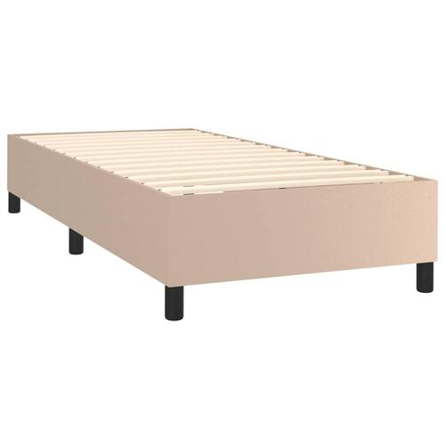 Sengeramme 90x190 cm kunstlæder cappuccinofarvet