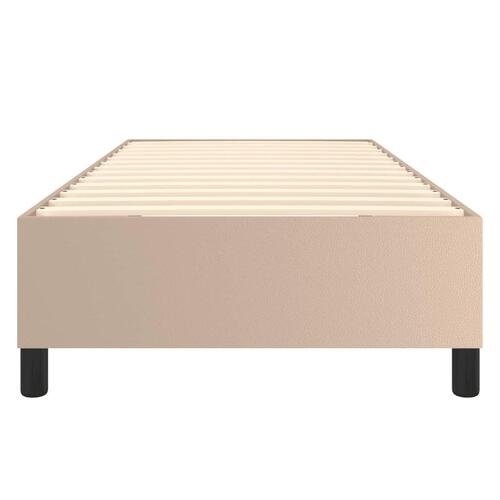 Sengeramme 90x190 cm kunstlæder cappuccinofarvet