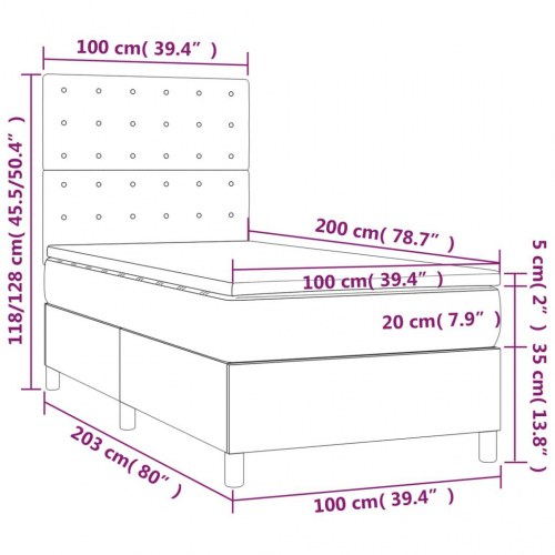 Kontinentalseng med madras 100×200 cm - kunstlæder, sort
