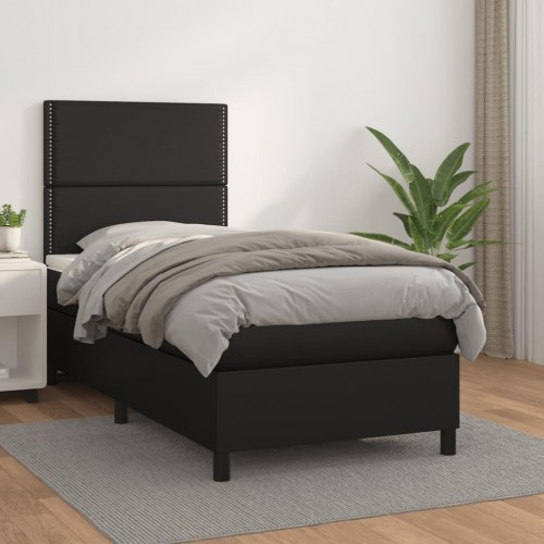 Kontinentalseng med madras 80x200 cm kunstlæder sort