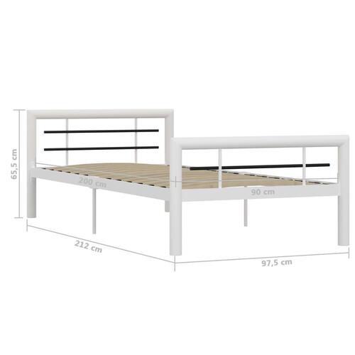 Sengestel 90x200 cm metal hvid og sort