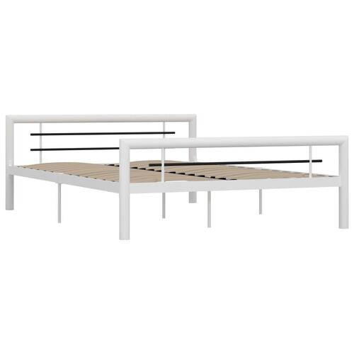 Sengestel 140x200 cm metal hvid og sort