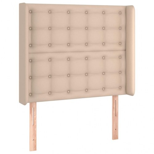 Kontinentalseng med LED-lys 90x190 cm - kunstlæder, cappuccino