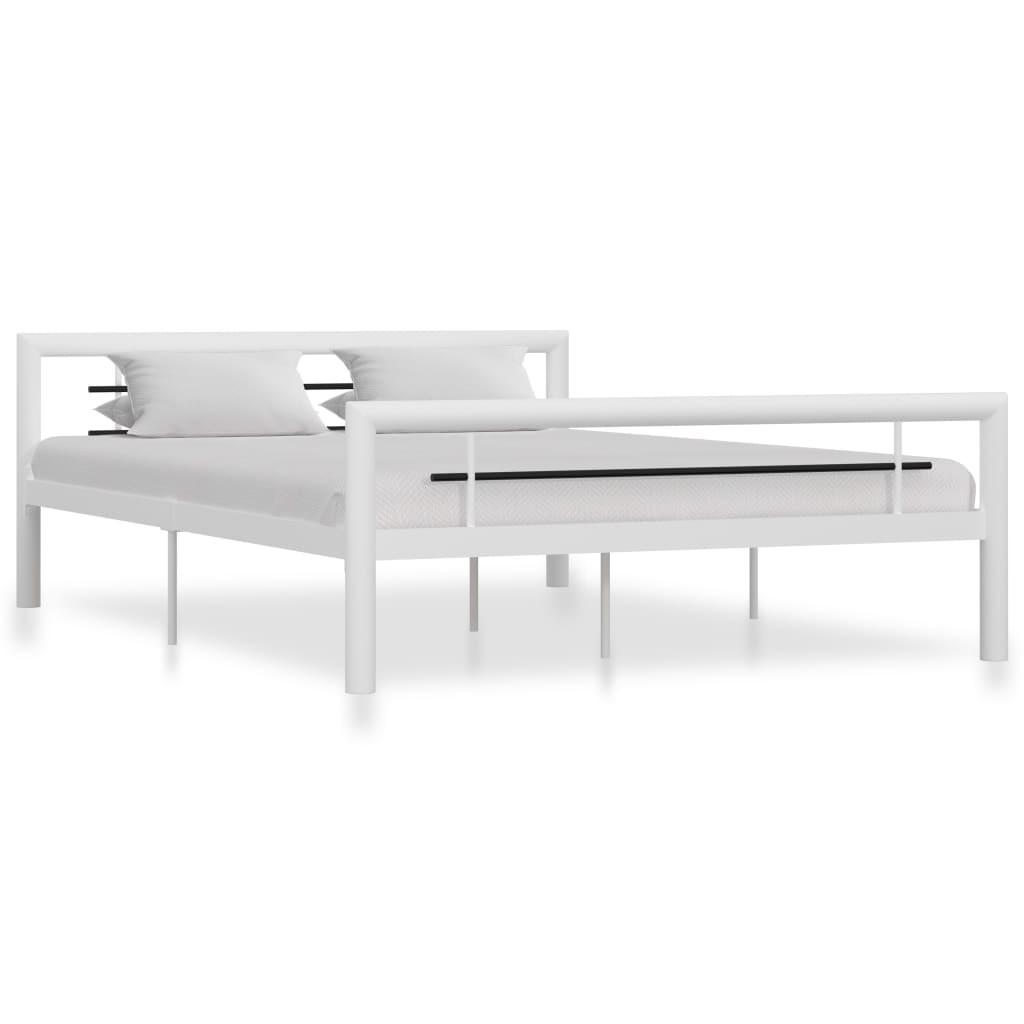 Sengestel 160x200 cm metal hvid og sort