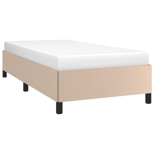 Sengeramme 90x190 cm kunstlæder cappuccinofarvet