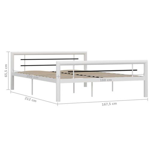 Sengestel 160x200 cm metal hvid og sort