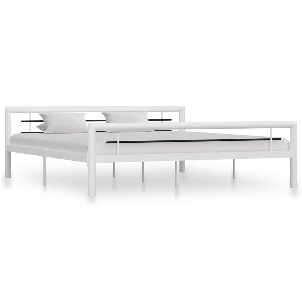 Sengestel 180x200 cm metal hvid og sort