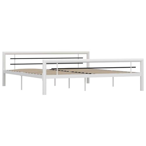 Sengestel 180x200 cm metal hvid og sort