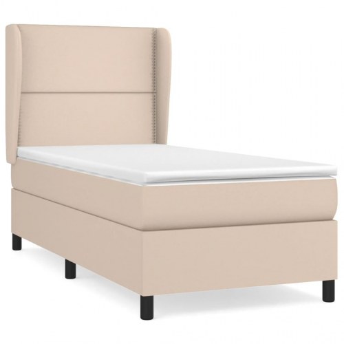 Kontinentalseng 90x190 cm kunstlæder cappuccinofarvet