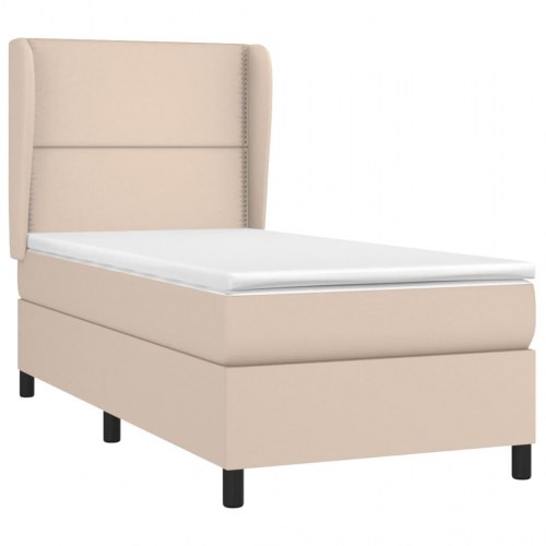 Kontinentalseng 90x190 cm kunstlæder cappuccinofarvet