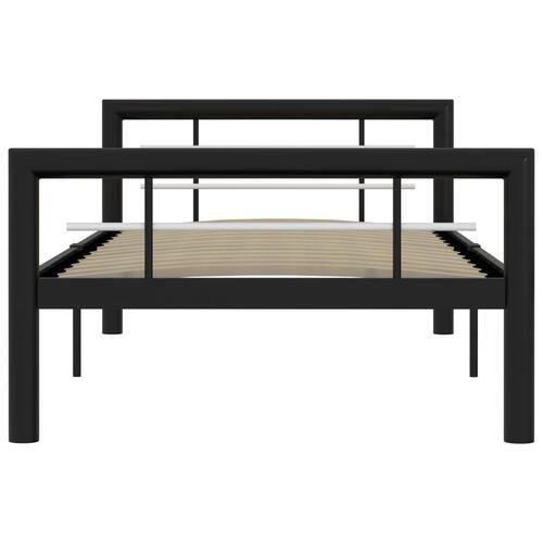 Sengestel 90x200 cm metal sort og hvid