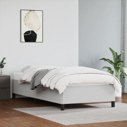 Sengeramme 90x200 cm i hvidt kunstlæder