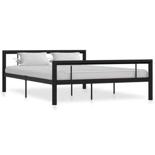 Sengestel 160x200 cm metal sort og hvid