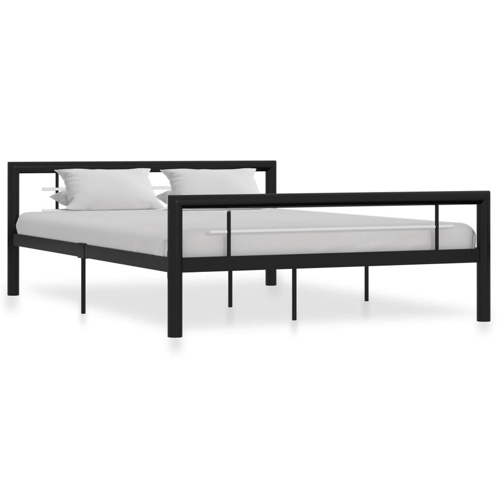 Sengestel 160x200 cm metal sort og hvid