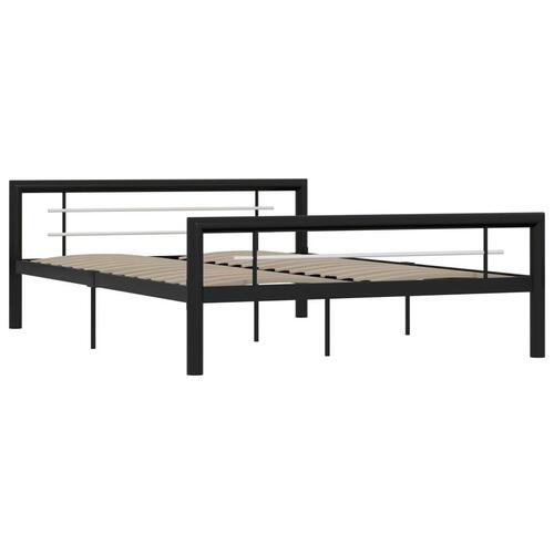 Sengestel 160x200 cm metal sort og hvid