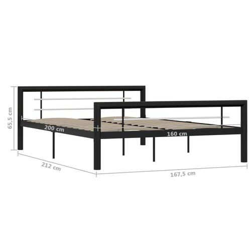Sengestel 160x200 cm metal sort og hvid