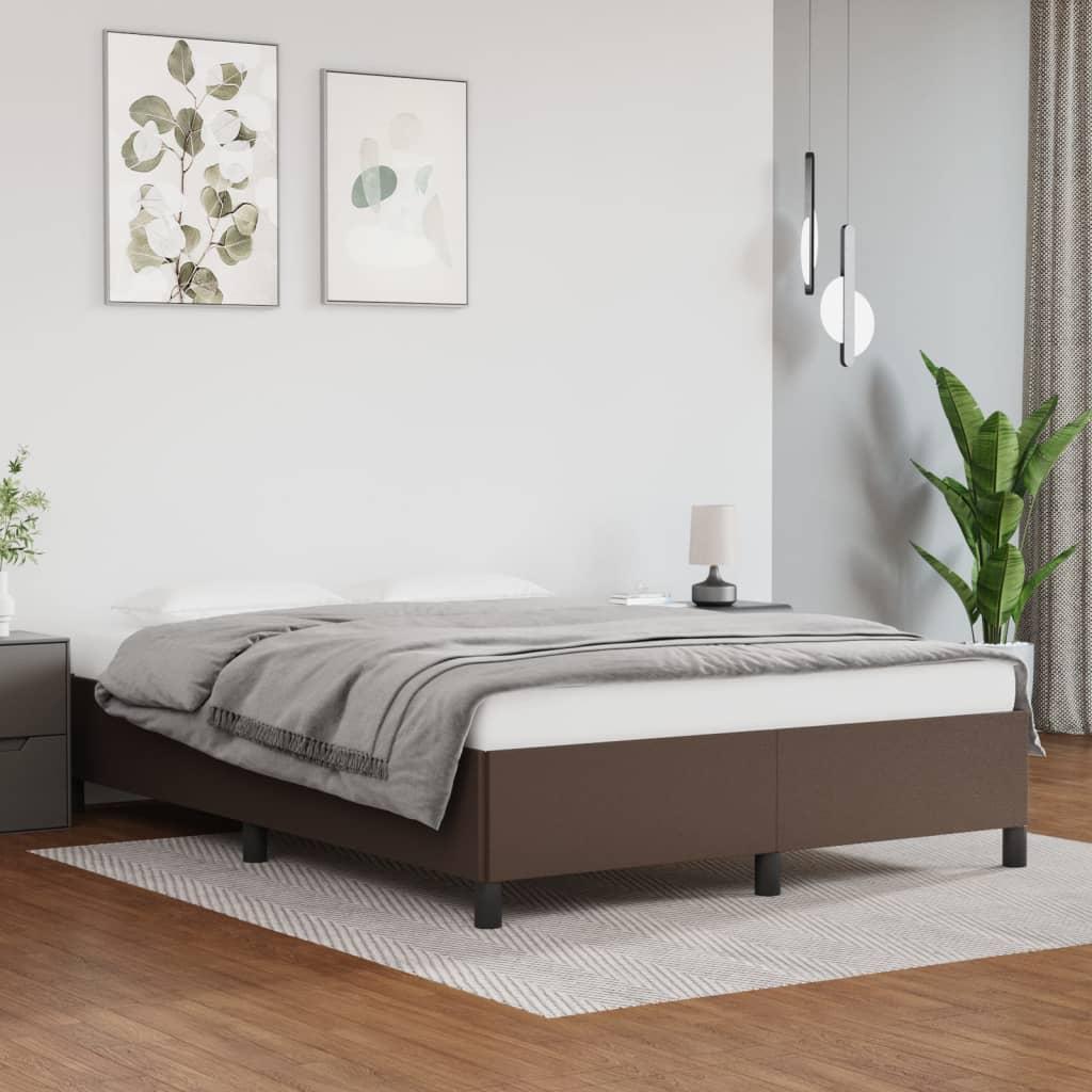 Sengeramme 140 x 190 cm i kunstlæder - brun billede