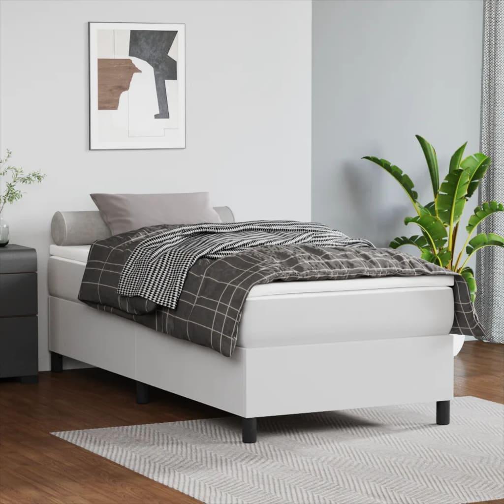 Kontinentalseng 90x190 cm kunstlæder hvid billede
